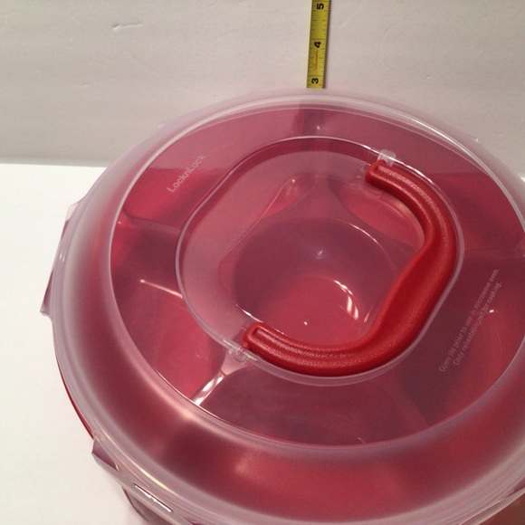 Lock n Lock Red Chip n Dip/ Veg Dip Slotted Bowl w Handle New in Original Box - Picture 5 of 9